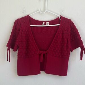 Anthropologie Moth Red Knit Cropped Cardigan